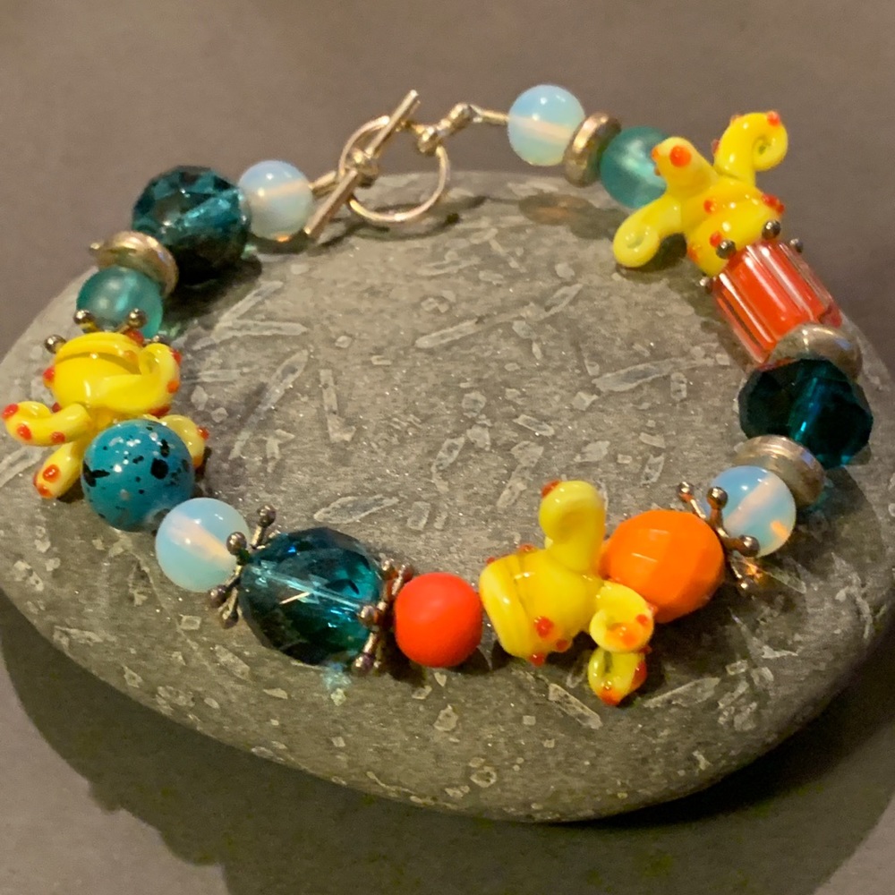 Handcrafted | Glass Bead & Octopus bracelet